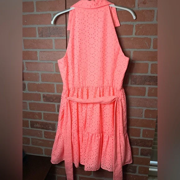 Lilly Pulitzer Trisha Eyelet Shirtdress in Neon Sunburst - Picture 3 of 8